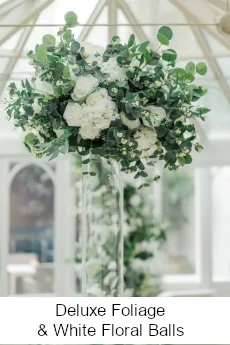 Deluxe Foliage & White Floral Balls