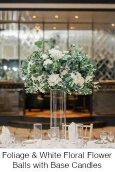 Foliage & White Floral Ball Centrepieces Langtons House